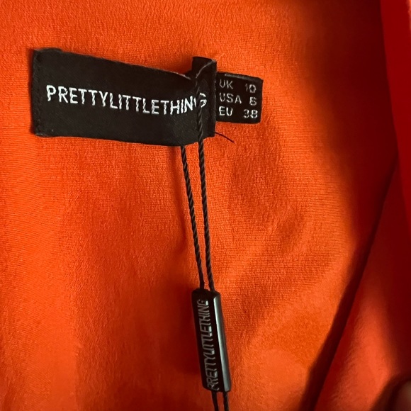 Stunning Orange dress with deep v neck and ruffle detail spring/summer dress - Picture 8 of 15